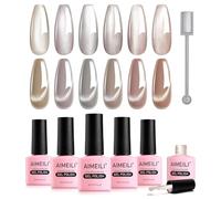 AIMEILI 6 Couleurs 8ml Vernis Gel Semi Permanent Magnétique Holographique Cat Eye, sans HEMA Lot Vernis à Ongles Gels Caméléon Oeil de Chat Phantom avec Bâton Magnétique - Kit 58