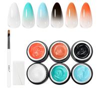 AIMEILI 6 Couleurs Pat Painting Gel Dégradé Vernis à Ongles Set Gel de Peinture Sans HEMA avec 2 Éponges et 1 Brosse à Ongles-KIT