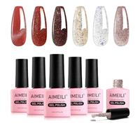 AIMEILI 6 Couleurs Vernis Semi Permanent Saint Valentin Rose Rouge Pailleté 8ml, sans HEMA Lot Vernis à Ongles Gel UV LED Nail Polish Soak Off Manucure - Kit 65