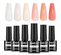 AIMEILI 8 en 1 Builder Gel Vernis Semi Permanent Nude Rose Base et Structure pour Extensions Renforcement et Réparation de Manucure 6 Pcs 5ml KIT 80