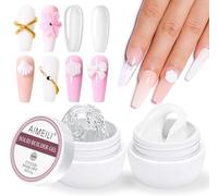 AIMEILI Builder Clair + Blanc Non-Stick Solide Sculpture Gel, Multifonctions Gel de Construction Ongle UV pour Extension Décoration Allonge et Répare Nail Art Manucure DIY 30g