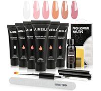 AIMEILI Builder Gel Kit Gel Construction Ongle UV 6 Couleurs Extension Ongle Gel Semi Permanent avec Slip Solution Faux Ongles Kit2