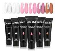 AIMEILI Kit de gel de construction multicolore, 15 ml, vernis d'extension rose nude, kit UV LED