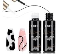 AIMEILI Liner Gel Nail Art Blanc Noir UV Gel Vernis à Ongles pour la Peinture au Trait Manucure Française 2 x 8ml