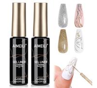 AIMEILI Liner Gel Nail Art Or Argent Paillettes UV Gel Vernis à Ongles pour la Peinture au Trait Manucure Française 2 x 8ml