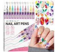 AIMEILI Lot de 12 Stylos Nail Art Graffiti Pen, Séchage Rapide avec Pointe Fine 0,5 mm Acrylique Stylo à Peinture Pois Dessin Liner pour Salon DIY à Domicile Kit 2