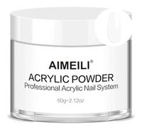 AIMEILI Poudre Acrylique Blanc 60g - 3 en 1 Acrylique Ongles Poudre Professionnel pour Extensions d'ongles, Sculpture sur Ongles 3D, Collage de Strass - Pas besoin de lampe à ongles