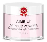 AIMEILI Poudre Acrylique Rose 60g - 3 en 1 Acrylique Ongles Poudre Professionnel pour Extensions d'ongles, Sculpture sur Ongles 3D, Collage de Strass - Pas besoin de lampe à ongles
