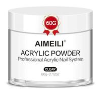 AIMEILI Poudre Acrylique Transparente 60g - 3 en 1 Acrylique Ongles Poudre Professionnel pour Extensions d'ongles, Sculpture sur Ongles 3D, Collage de Strass - Pas besoin de lampe à ongles