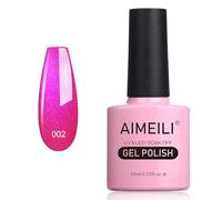 AIMEILI Soak Off UV LED Rouge Vernis à Ongles Gel Semi-Permanent Paillette Shimmer Gel Polish - Tutti Fruiti (002) 10ml