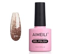 AIMEILI Soak Off UV LED Vernis à Ongles Gel Semi-Permanent Or Gel Polish - Tinsel Toast Gold Diamond (016) Paillettes 10ml