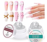 AIMEILI Solide Gel Colle pour Faux Ongles + Builder Solid Gel, 2pcs Clair Non-Stick Solide Sculpture Gel, Multifonctions Gel de Construction Ongle UV pour Extension Décoration Allonge Répare 30g