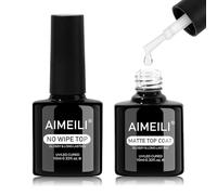 AIMEILI Top Coat Gel UV Set Brillant et Mat No Wipe Couches de Finition Vernis Semi Permanent Longue Durée pour Studio de Manucure DIY à Maison 2 x 10 ml
