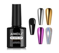 AIMEILI Top Coat Vernis Gel pour Poudre Chrome Ongle, No Wipe Couche Finition Brillant Miroir Longue Durée Soak Off UV LED Manucure 10ML