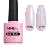 AIMEILI Vernis à Ongles Brillant Perle Gel, Nacré avec Fil Shell Glitter Gel Vernis Semi Permanent Soak Off UV LED Gel Nail Polish - (169) 10ml