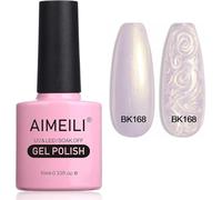 AIMEILI Vernis à Ongles Brillant Perle Gel, Nacré avec Fil Shell Glitter Gel Vernis Semi Permanent Soak Off UV LED Gel Nail Polish - (168) 10ml