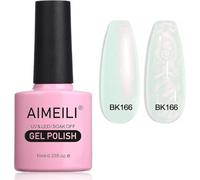 AIMEILI Vernis à Ongles Brillant Perle Gel, Nacré avec Fil Shell Glitter Semi Permanent Soak Off UV LED Nail Polish - (166) 10ml