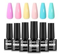 AIMEILI Vernis à Ongles Gel 6 Couleurs Bonbon Macaron Série, Vernis Semi Permanent Soak Off UV LED Manucure Sain Longue Durée 5ml KIT 89