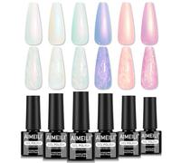 AIMEILI Vernis à Ongles Gel 6 Couleurs Brillant Perle Gel, Nacré avec Fil Shell Glitter Vernis Semi Permanent Soak Off UV LED Manucure Sain Longue Durée 5ml KIT 87
