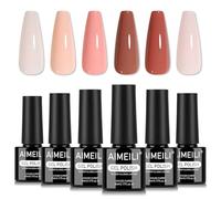 AIMEILI Vernis à Ongles Gel 6 Couleurs Naturel Rose Nude, Vernis Semi Permanent Soak Off UV LED Manucure Sain Longue Durée 5ml KIT 79