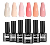 AIMEILI Vernis à Ongles Gel 6 Couleurs Naturel Rose Nude, Vernis Semi Permanent Soak Off UV LED Manucure Sain Longue Durée 5ml KIT 83