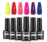 AIMEILI Vernis à Ongles Gel 6 Couleurs Néon Printemps Été, Vernis Semi Permanent Soak Off UV LED Manucure Sain Longue Durée 5ml KIT 95