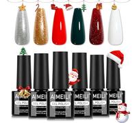 AIMEILI Vernis à Ongles Gel 6 Couleurs Noël Vernis Semi Permanent Soak Off UV LED Manucure Sain Longue Durée 5ml KIT 111