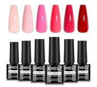 AIMEILI Vernis à Ongles Gel 6 Couleurs Saint Valentin Rose, Vernis Semi Permanent Soak Off UV LED Manucure Sain Longue Durée 5ml KIT 82