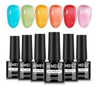 AIMEILI Vernis à Ongles Gel 6 Couleurs Transparent Néon Gelée Vernis Semi Permanent Soak Off UV LED Manucure Sain Longue Durée 5ml KIT 93
