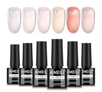 AIMEILI Vernis à Ongles Gel 6 Couleurs Transparent Rose Nude, Gelée Vernis Semi Permanent Soak Off UV LED Manucure Sain Longue Durée 5ml KIT 85