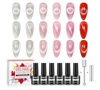 AIMEILI Vernis à Ongles Gel Oeil de Chat, 6 Couleurs Pailleté Cat Eyes Scintillante Glitter Gel Soak Off UV LED Manucure Sain Longue Durée 5ml avec 2 Bâton Magnétique KIT 119