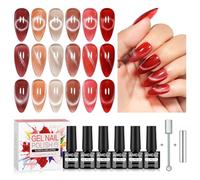 AIMEILI Vernis à Ongles Gel Oeil de Chat, 6 Couleurs Pailleté Cat Eyes Scintillante Glitter Gel Soak Off UV LED Manucure Sain Longue Durée 5ml avec 2 Bâton Magnétique KIT 120