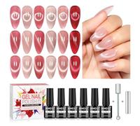 AIMEILI Vernis à Ongles Gel Oeil de Chat, 6 Couleurs Pailleté Cat Eyes Scintillante Glitter Gel Soak Off UV LED Manucure Sain Longue Durée 5ml avec 2 Bâton Magnétique KIT 116