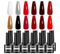 AIMEILI Vernis à Ongles Gel Semi Permanent 12 Couleurs Rouge Pailleté Brillant UV LED Soak Off Manucure Salon Longue Durée 5ml KIT 43