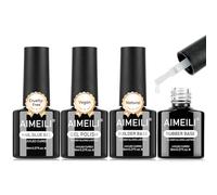 AIMEILI Vernis Gel 4 Pcs, Rubber Base, Builder Gel pour Ongles Extension, Gel de Colle à Ongles, Blooming Effet Marbré Diffusion Brillant Longue Durée Kit de Manucure
