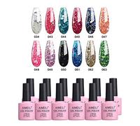 AIMEILI Vernis Gel Semi Permanent 10ML 12 Couleurs Pailleté Rouge Bleu Vert Argent Or Orange Rose Violet Noir, Lot Vernis à Ongles Gel UV LED Gel Polish Soak Off Manucure - Kit 7