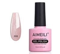 AIMEILI Vernis Gel Semi Permanent Naturel Nu Pailleté Shimmer, Vernis à Ongles Gel UV LED Nail Polish Soak Off Manucure Salon Longue Durée Varnish 10ML（559）
