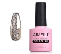 AIMEILI Vernis Gel Semi Permanent Paillettes de Platine, Sparkly Shiny Vernis à Ongles Gel Métallique UV LED Nail Art Manucure Sans HEMA Longue Durée 10ml(653)