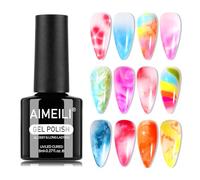 AIMEILI Vernis Semi Permanent Blooming Gel, Vernis à Ongles en Marbre Dessins Magique Aquarelle Animal Fleur Soak Off UV LED Nail Art 8ml