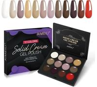 AIMEILI Vernis Semi Permanent Crème Solide, 12 Couleurs Automne Hiver Brun Rouge Palette de Vernis Gel, Lot Vernis à Ongles Gel UV LED Nail Art Manucure - Kit 17