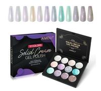 AIMEILI Vernis Semi Permanent Crème Solide, 12 Couleurs Paillettes Diamant Brillant Palette de Vernis Gel, Lot Vernis à Ongles Gel UV LED Nail Art Manucure - Kit 14