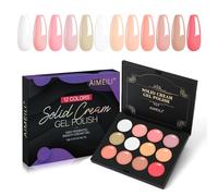 AIMEILI Vernis Semi Permanent Crème Solide, 12 Couleurs Palette de Vernis Gel Naturel Nude Rose Blanc, Lot Vernis à Ongles Gel UV LED Nail Art Manucure - Kit 20