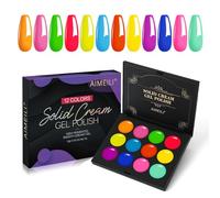 AIMEILI Vernis Semi Permanent Crème Solide, 12 Couleurs Palette de Vernis Gel Néon Brillant, Lot Vernis à Ongles Gel UV LED Nail Art Manucure - Kit 21