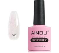 AIMEILI Vernis Semi Permanent Gel Rubber Base Coat Brillant Perle Gel Polish UV LED Renforcement et Réparation de Manucure, Colle de Décorations - 10ml (583)