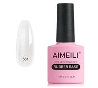 AIMEILI Vernis Semi Permanent Gel Rubber Base Coat Brillant Perle Gel Polish UV LED Renforcement et Réparation de Manucure, Colle de Décorations - 10ml (581)