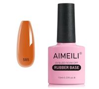 AIMEILI Vernis Semi Permanent Gel Rubber Base Coat, Feuilles d'Erable Automne Ambre Brun Gel Polish UV LED Renforcement et Réparation de Manucure, Colle de Décorations - 10ml (585)
