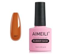 AIMEILI Vernis Semi Permanent Gel Rubber Base Coat, Feuilles d'Erable Automne Ambre Gel Polish UV LED Renforcement et Réparation de Manucure, Colle de Décorations - 10ml (587)