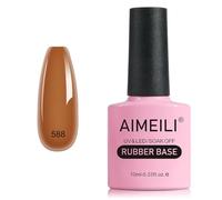 AIMEILI Vernis Semi Permanent Gel Rubber Base Coat, Feuilles d'Erable Automne Brun Gel Polish UV LED Renforcement et Réparation de Manucure, Colle de Décorations - 10ml (588)