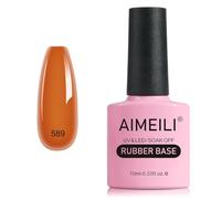 AIMEILI Vernis Semi Permanent Gel Rubber Base Coat, Feuilles d'Erable Automne Brun Gel Polish UV LED Renforcement et Réparation de Manucure, Colle de Décorations - 10ml (589)
