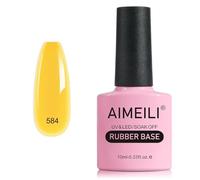 AIMEILI Vernis Semi Permanent Gel Rubber Base Coat, Feuilles d'Erable Automne Jaune Gel Polish UV LED Renforcement et Réparation de Manucure, Colle de Décorations - 10ml (584)